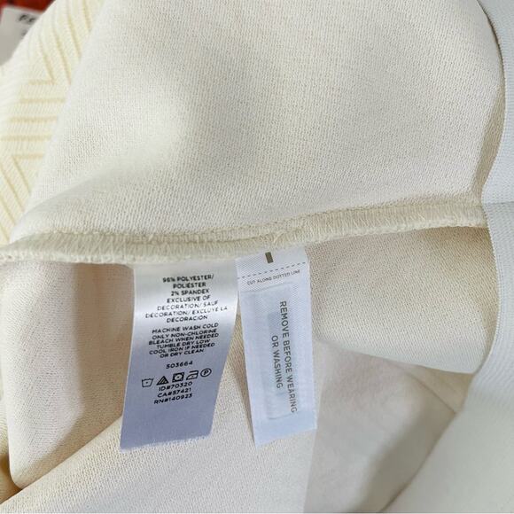 Loft cream tan chevron fringe stretch textured office preppy skirt medium tall - Picture 8 of 8